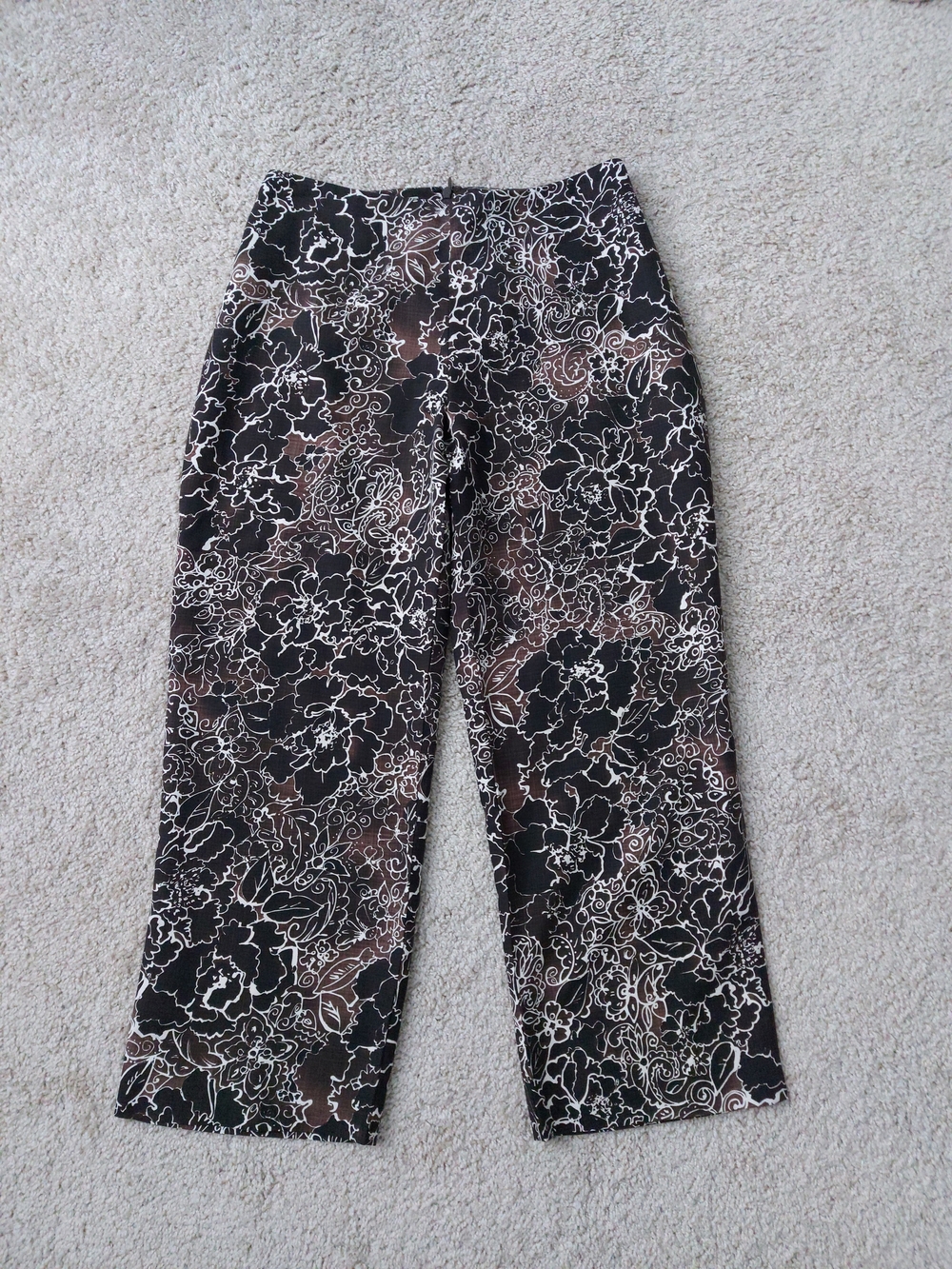 Tommy Bahama 100% Silk Cropped Pants Women Size 2 Brown Casual Dress Lightweigt